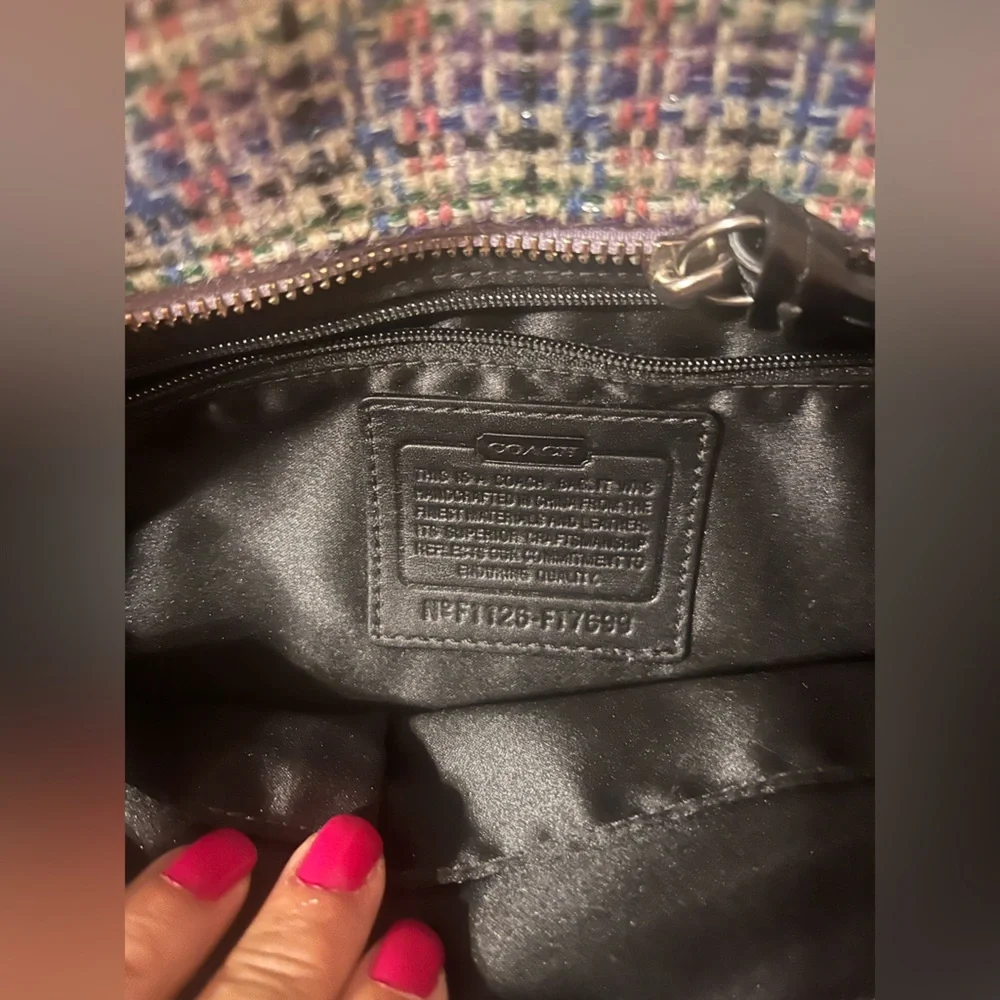 Vintage Y2K Coach Tweed‎ Shoulder Bag Purse Tote